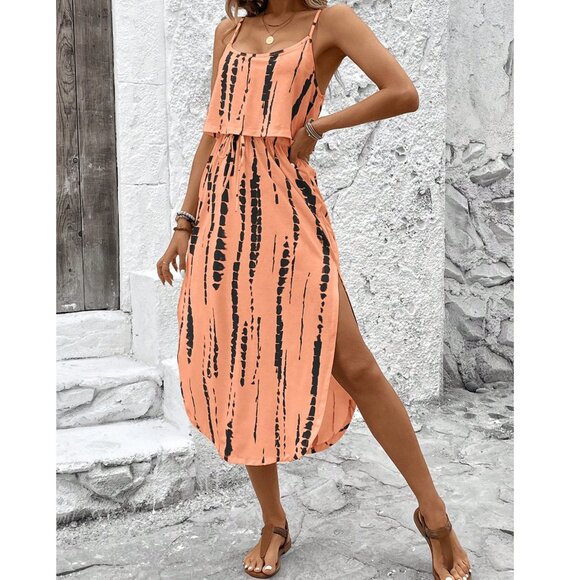 New to Posh C ๐| Verano Euro Style Chic Orange and Black Maxi Dress - Picture 6 of 8